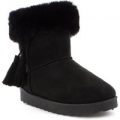 Lilley Girls Black Faux Fur Tassel Boots