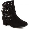 Lilley Girls Black Embellished Bow Ankle Boot