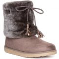 Wrangler Girls Faux Fur Trim Boot in Taupe