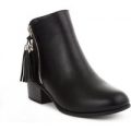 Lilley Girls Black Silver Zip And Tassel Ankle Boot