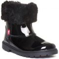 Chipmunks Girls Black Faux Fur Ankle Boot