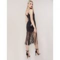 Sequin Fringed Mini Dress, Black