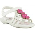 Walkright Girls White Sandal with Pink Flowers