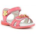 Walkright Girls Peach Velcro Sandal with Flowers