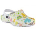 Girls White Moulded Mule Sandal with Heart Print