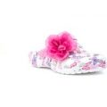 Girls White and Pink Moulded Clog with Flower