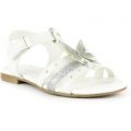 Walkright Girls White Butterfly Easy Fasten Sandal