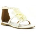 Lilley Girls White Flower Sandal with Pearls