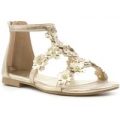 Lilley Girls Gold Shimmer Sandal with Flowers