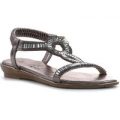 Lunar Girls Pewter Jewelled Flat Sandal