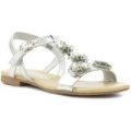 Lilley Girls Silver Flower T-Bar Flat Sandal