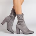 Janel Grey High Ankle Boot In Faux Suede, Grey