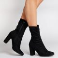 Janel Black High Ankle Boot In Faux Suede, Black