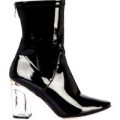 Chloe Perspex Heel Black Ankle Boot, Black