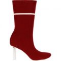 Madison White Slim Heel Boot In Maroon Knit, Brown
