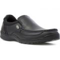 Pod Mens Black Coated Leather Slip On Casual Shoe