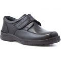 Lotus Mens Black Leather Touch Fasten Casual Shoe