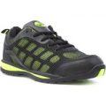 EarthWorks Mens Black and Lime Mesh Safety Shoe