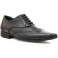 Beckett Mens Woven Lace Up Brogue Shoe in Black