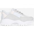 Elias Chunky Trainer In White Faux Leather, White