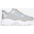 Elias Chunky Trainer In Grey Faux Leather, Grey