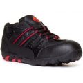 Earthworks Mens Lace Up Safety Shoe in Black And Red