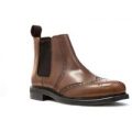 Oaktrak Mens Tan Leather Brogue Ankle Boot