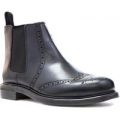 Oaktrak Mens Black Leather Chelsea Brogue Boot