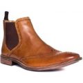 Catesby Mens Tan Pull On Brogue Boot