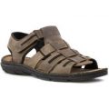 Lotus Mens Leather Touch Fasten Sandal in Brown