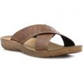 Red Fish Mens Tan Woven Cross Strap Mule