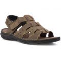 Hobos Mens Leather Touch Fasten Sandal in Brown