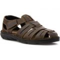 Lotus Mens Brown Leather Touch Fasten Sandal