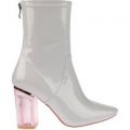 Chloe Pink Perspex Heel Grey Ankle Boot, Grey