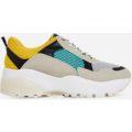 Alpha Chunky Sole Trainer In Green and Yellow, Green