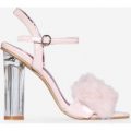 Lou Faux Fur Perspex Heel In Pink Patent, Pink