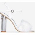 Lou Faux Fur Perspex Heel In White Patent, White