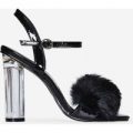 Lou Faux Fur Perspex Heel In Black Patent, Black