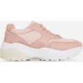 Nia Chunky Sole Trainer In Pink Faux Leather, Pink