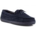 Mens Navy Moccasin Slipper with Knot