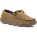 Mens Tan Lace Up Front Moccasin Slipper