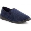 The Slipper Company Mens Navy Check Full Slipper