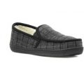 Mens Black Checked Moccasin Slipper