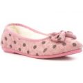 Dunlop Womens Pink Polka Dot Ballerina Slipper