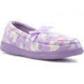 Womens Lilac Butterfly Print Moccasin Slipper