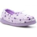 Womens Lilac Floral Velour Moccasin Slipper
