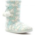 Womens Sky Blue Polar Bear Print Bootie Slipper