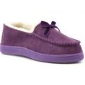 Womens Purple Moccasin Slipper with Velour Bow
