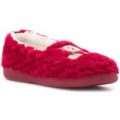 Womens Red Embroidered Bear Moccasin Slipper
