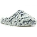 Womens Grey Faux Fur Mule Slipper with Bow